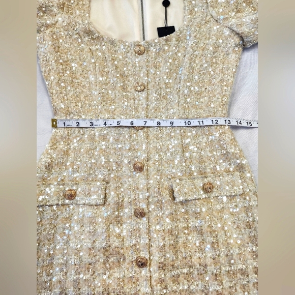 Gianni Bini Women's Cream Tweed Lissy Sequin Long Sleeve Mini Cocktail Dress, 2 - Picture 13 of 16